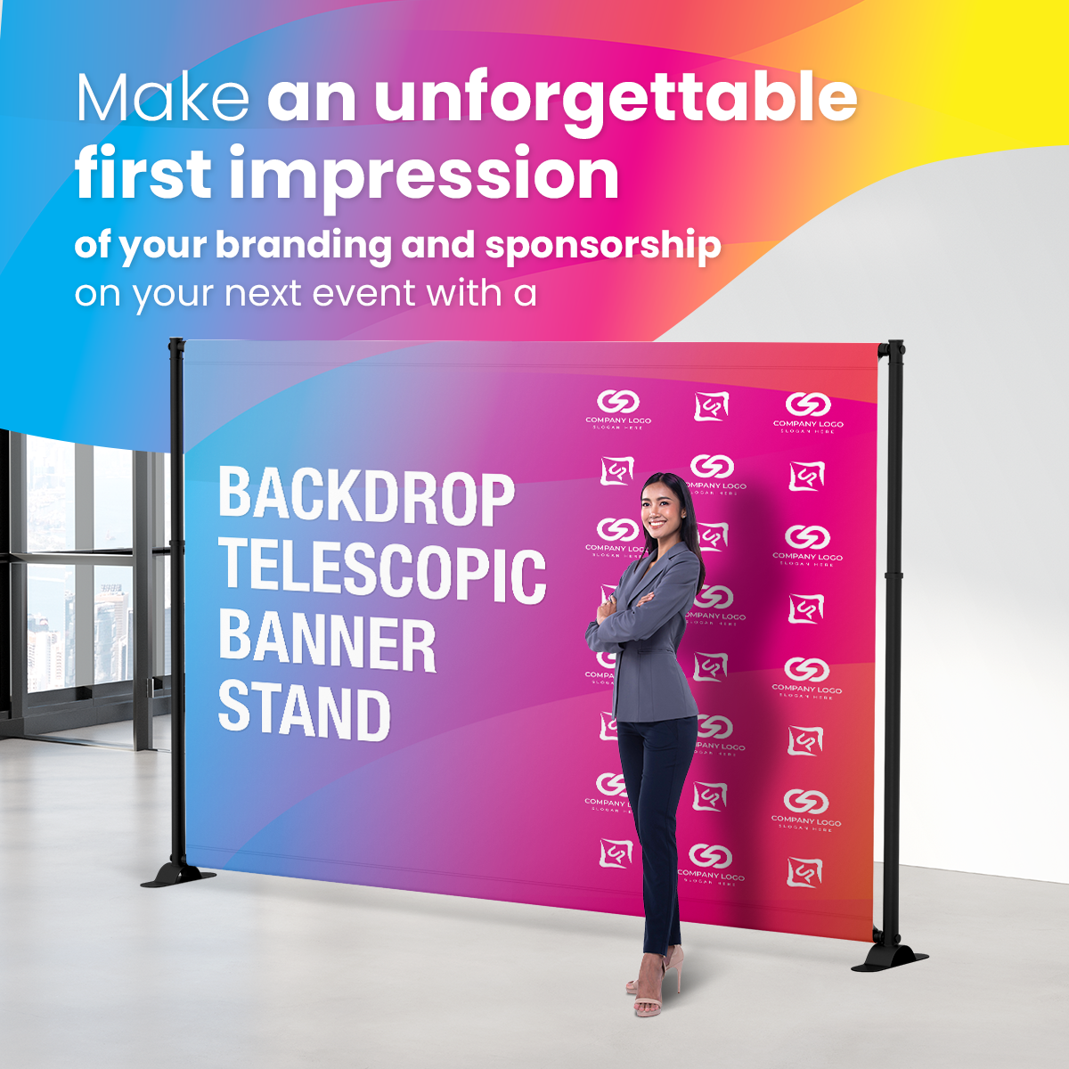 Cubo Print, Backdrop Telescopic Banner Stand